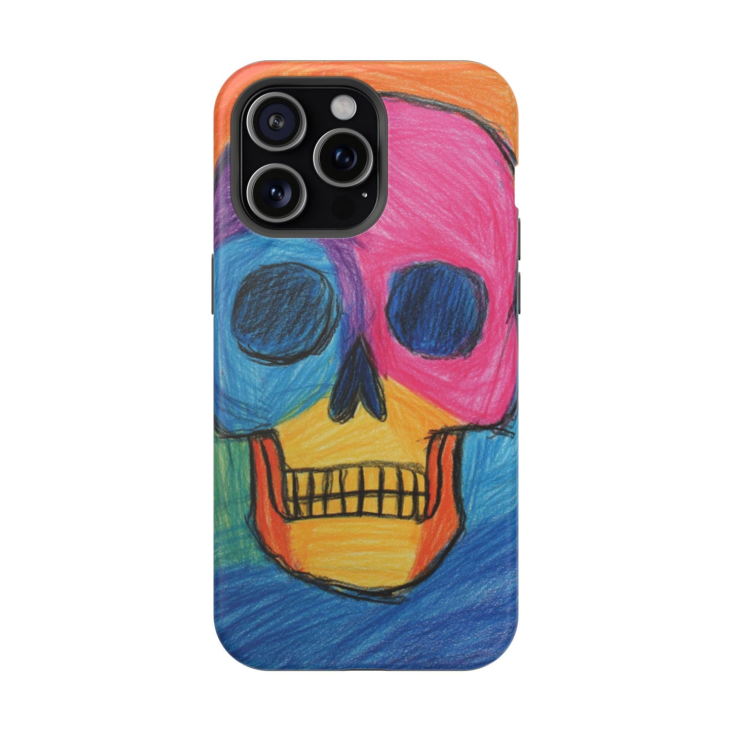 Colorful Skull Phone Case, Unique Art Case, Halloween Gift, Cute Skull Design, Impact-Resistant Cover