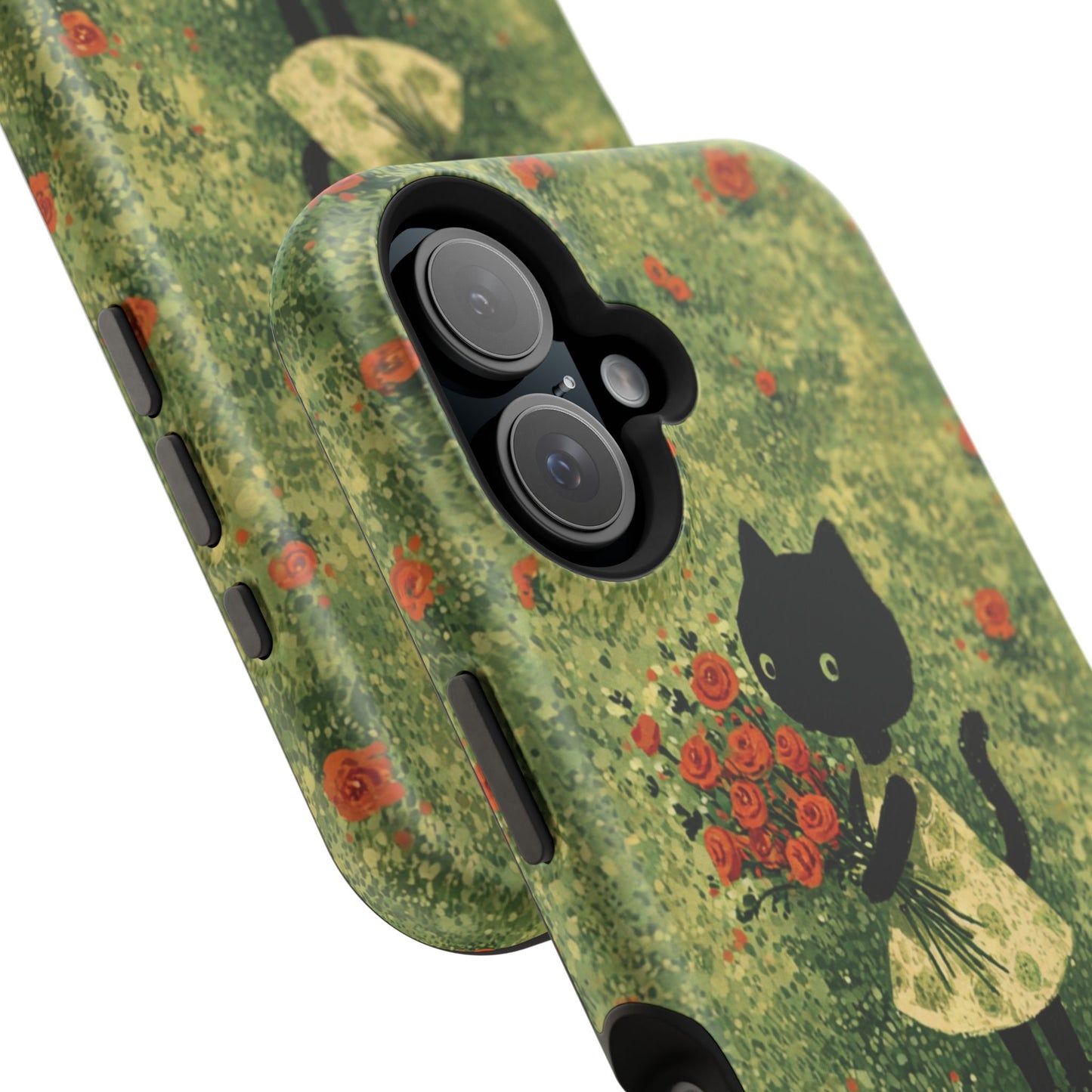 Cute Cat Floral Phone Case, Impact-Resistant Cases, Stylish Protection, Gift for Cat Lovers, Birthday Presents, Unique Accessories