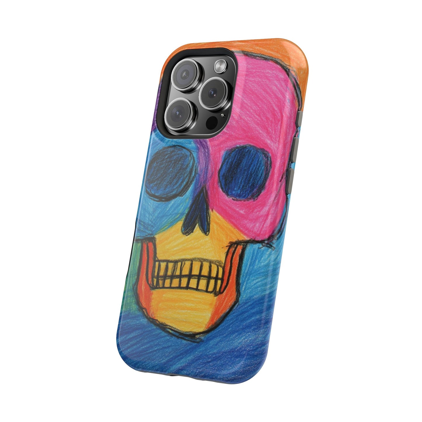 Colorful Skull Phone Case, Unique Art Case, Halloween Gift, Cute Skull Design, Impact-Resistant Cover