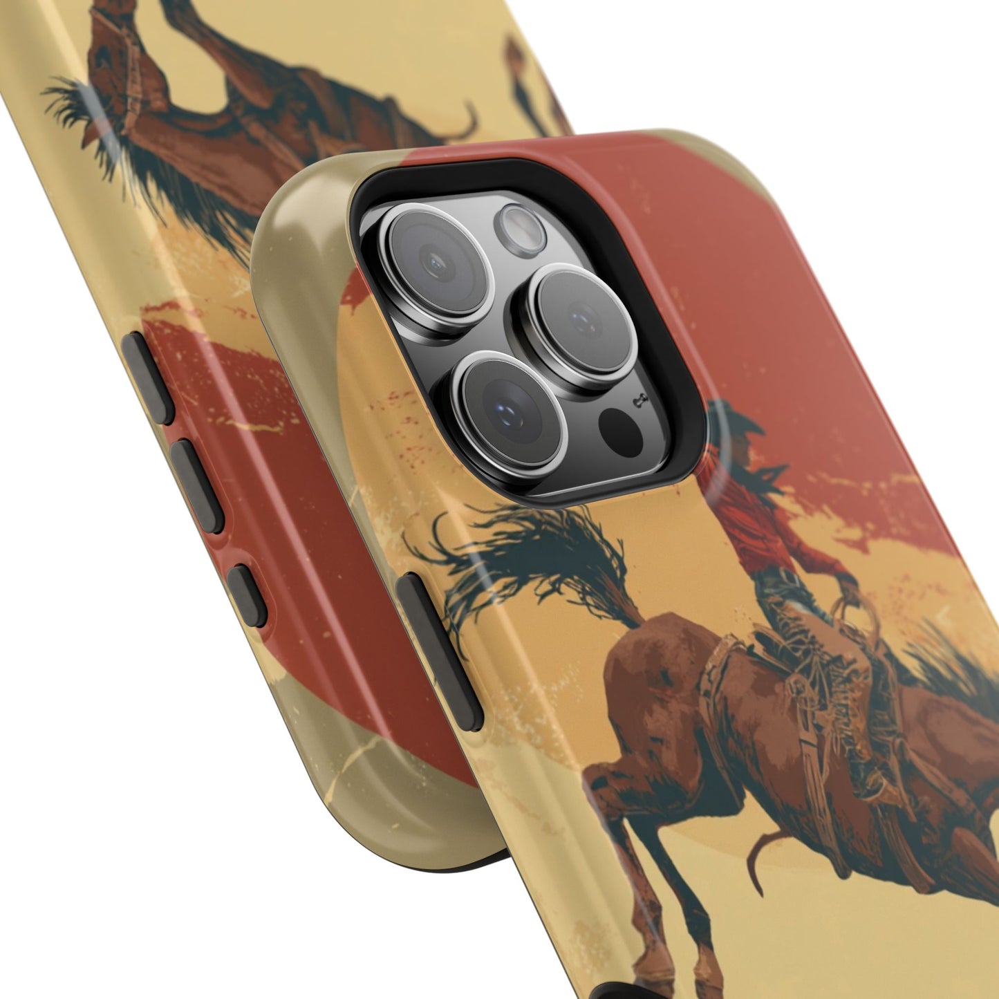 Magnetic Phone Case - Vintage Cowboy Design, Durable Cell Phone Cover, Western Style Accessory, Unique Gift for Rodeo Fans, Protective Case
