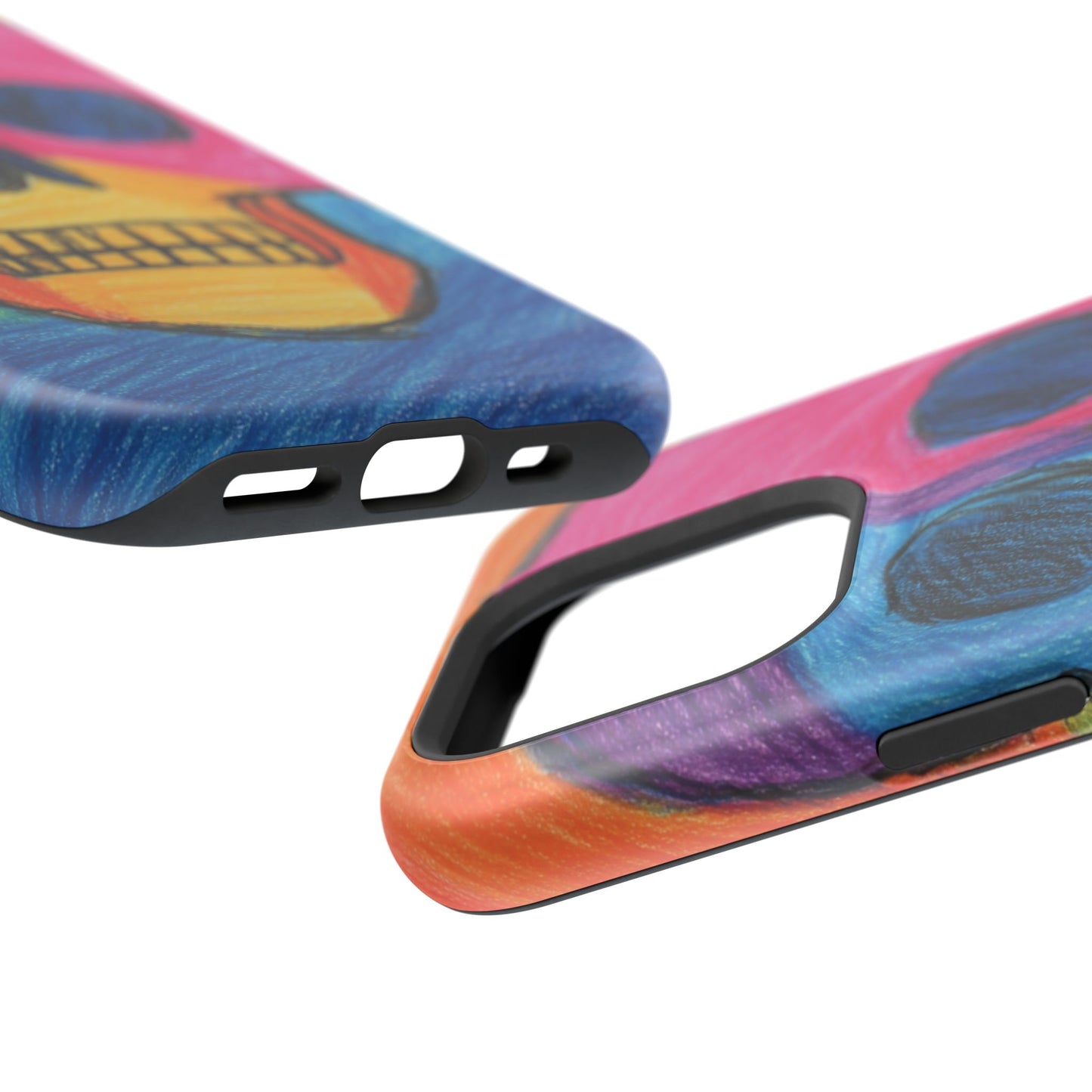 Colorful Skull Phone Case, Unique Art Case, Halloween Gift, Cute Skull Design, Impact-Resistant Cover