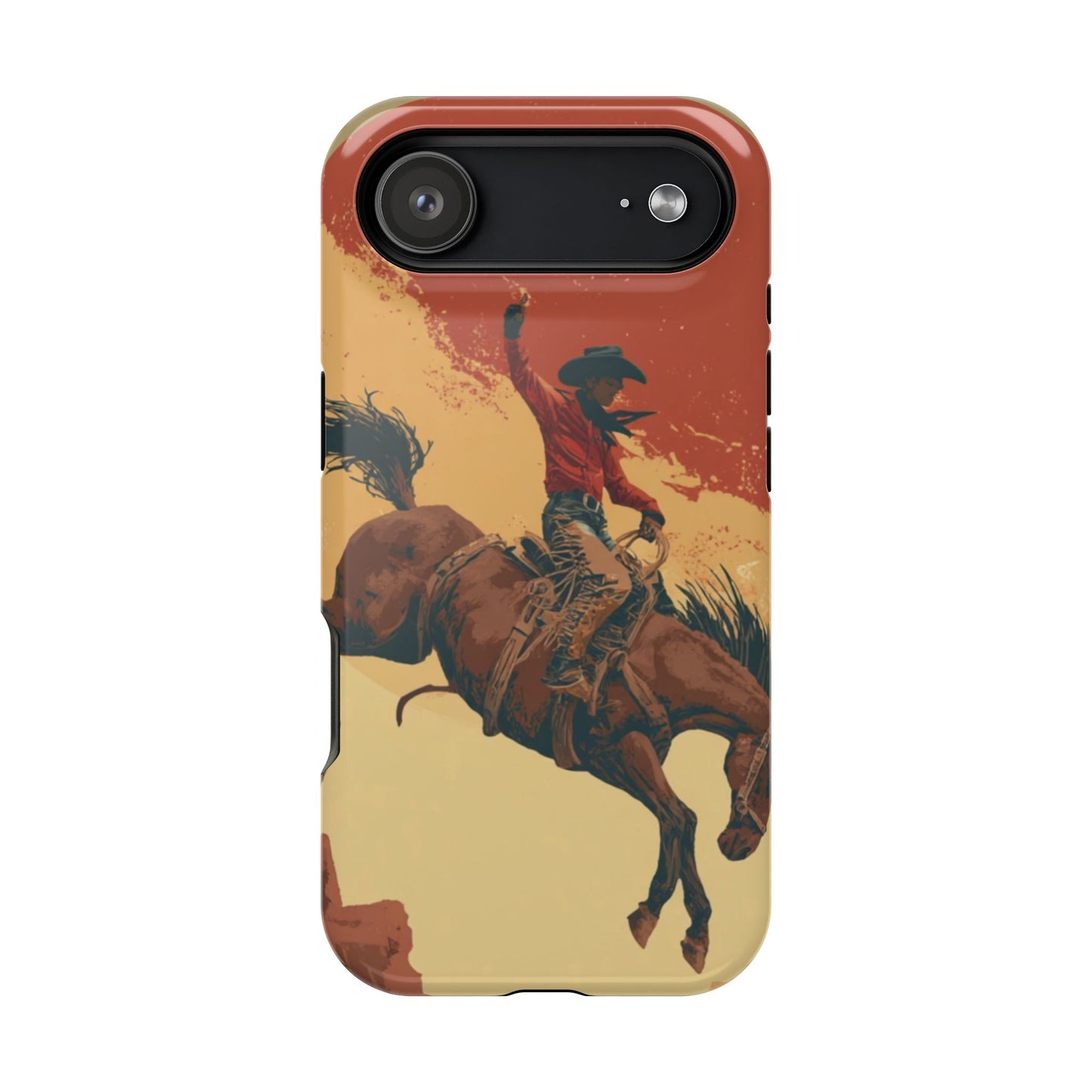 Magnetic Phone Case - Vintage Cowboy Design, Durable Cell Phone Cover, Western Style Accessory, Unique Gift for Rodeo Fans, Protective Case