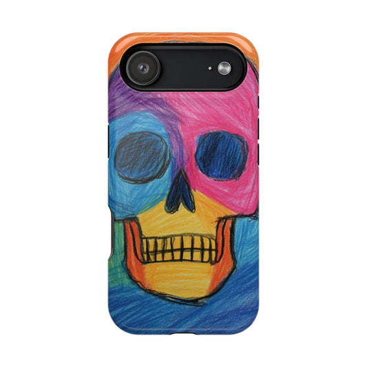 Colorful Skull Phone Case, Unique Art Case, Halloween Gift, Cute Skull Design, Impact-Resistant Cover