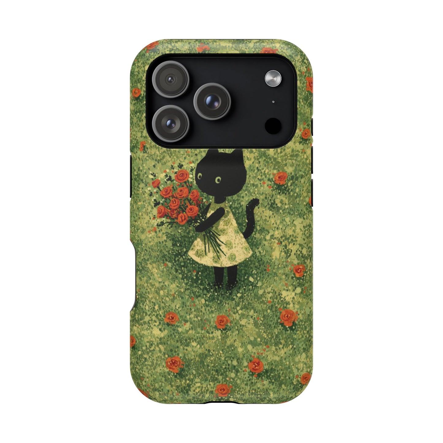 Cute Cat Floral Phone Case, Impact-Resistant Cases, Stylish Protection, Gift for Cat Lovers, Birthday Presents, Unique Accessories