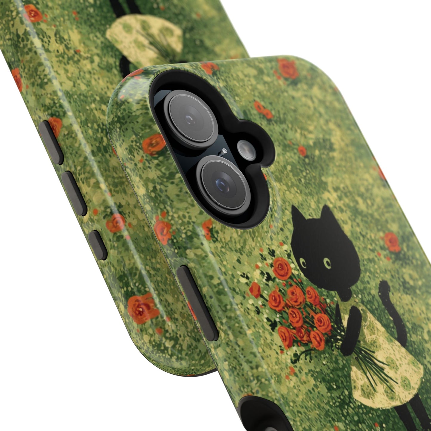 Cute Cat Floral Phone Case, Impact-Resistant Cases, Stylish Protection, Gift for Cat Lovers, Birthday Presents, Unique Accessories