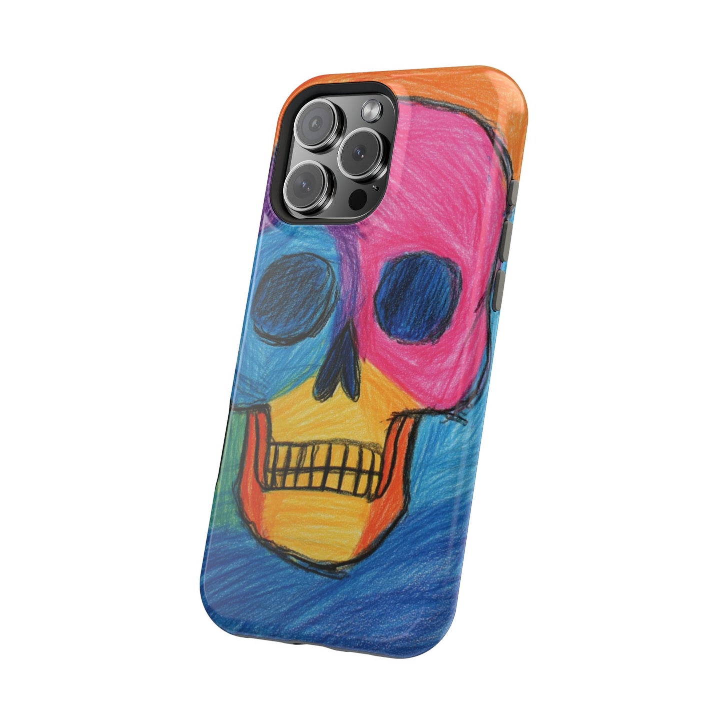 Colorful Skull Phone Case, Unique Art Case, Halloween Gift, Cute Skull Design, Impact-Resistant Cover