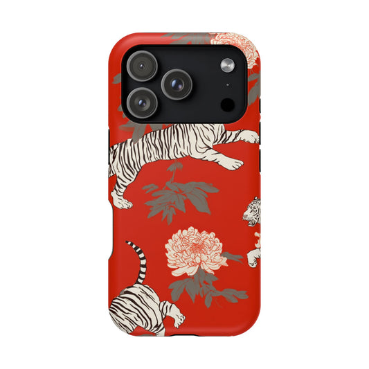 Bold Tiger Print Phone Case, Stylish Magnetic Phone Cover, Impact-Resistant Case, Trendy Gift for Animal Lovers, Unique Tech Accessory