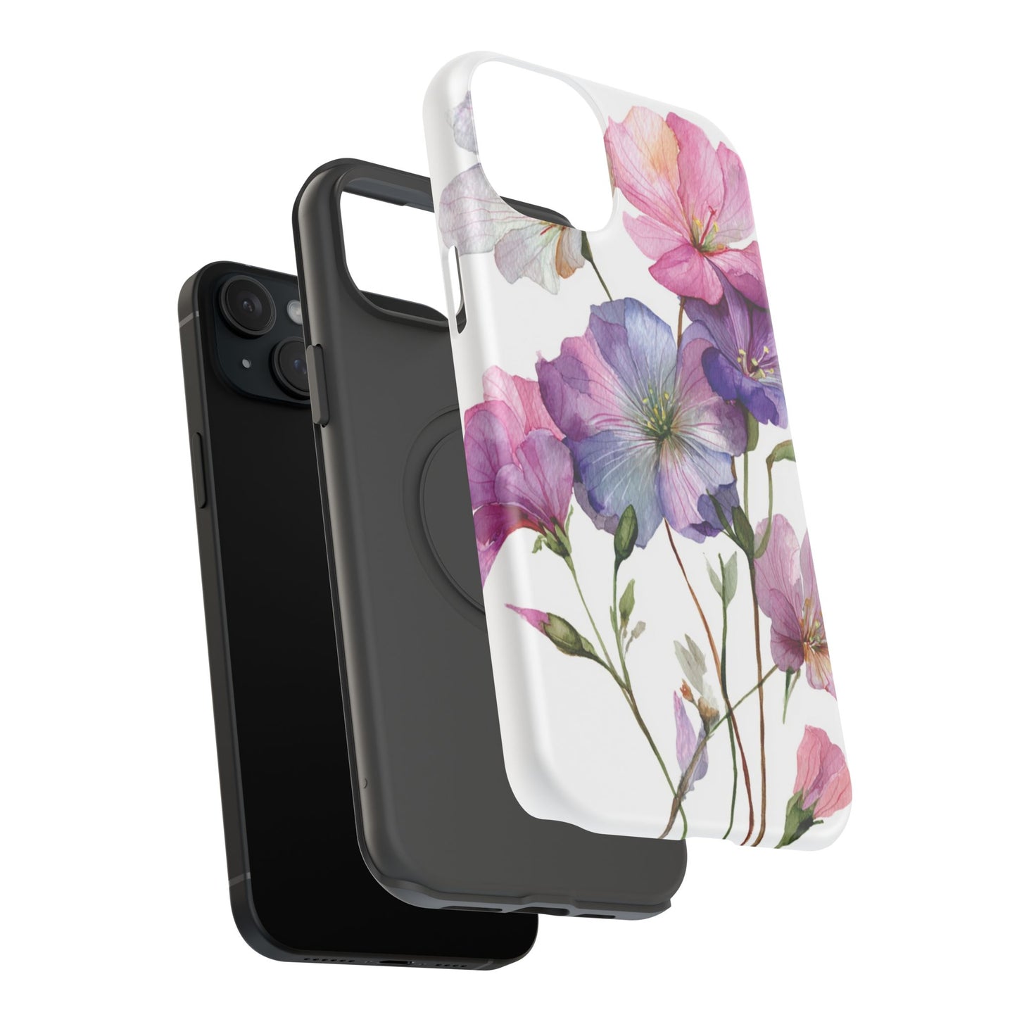 Floral Impact-Resistant Phone Case, Flower Phone Cover, Durable Floral Design Case, Gift for Her, Protective Phone Accessories