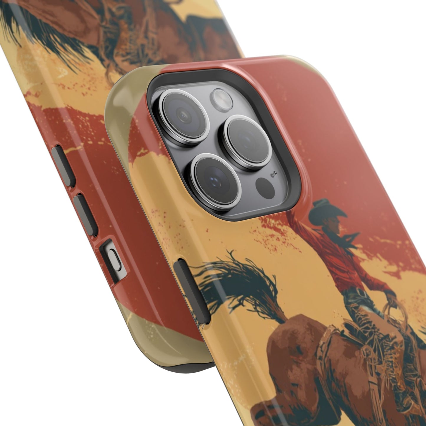 Magnetic Phone Case - Vintage Cowboy Design, Durable Cell Phone Cover, Western Style Accessory, Unique Gift for Rodeo Fans, Protective Case