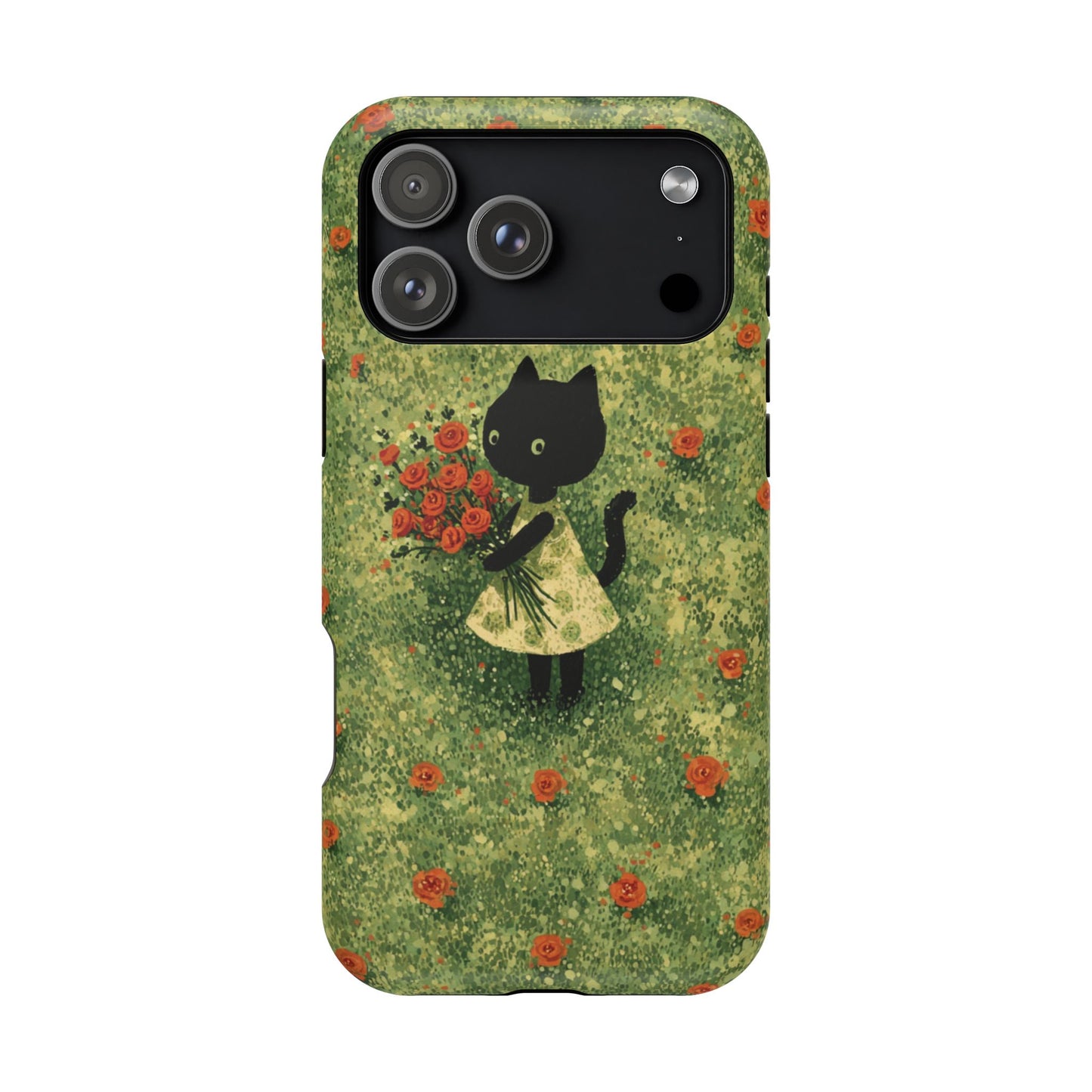 Cute Cat Floral Phone Case, Impact-Resistant Cases, Stylish Protection, Gift for Cat Lovers, Birthday Presents, Unique Accessories
