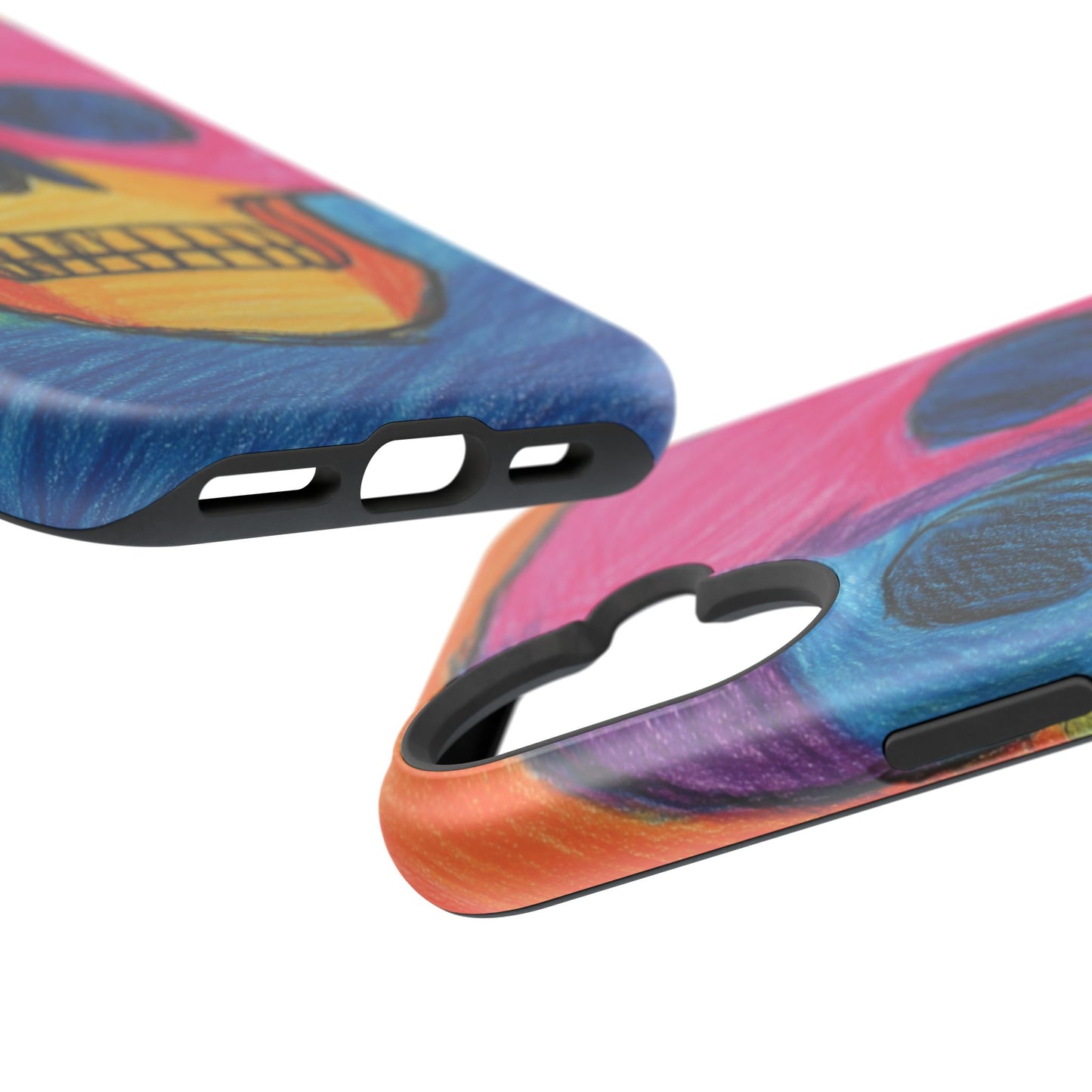 Colorful Skull Phone Case, Unique Art Case, Halloween Gift, Cute Skull Design, Impact-Resistant Cover