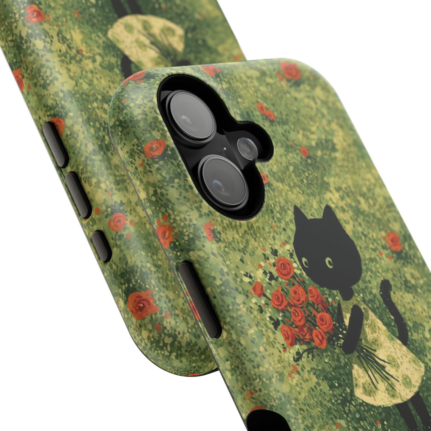 Cute Cat Floral Phone Case, Impact-Resistant Cases, Stylish Protection, Gift for Cat Lovers, Birthday Presents, Unique Accessories