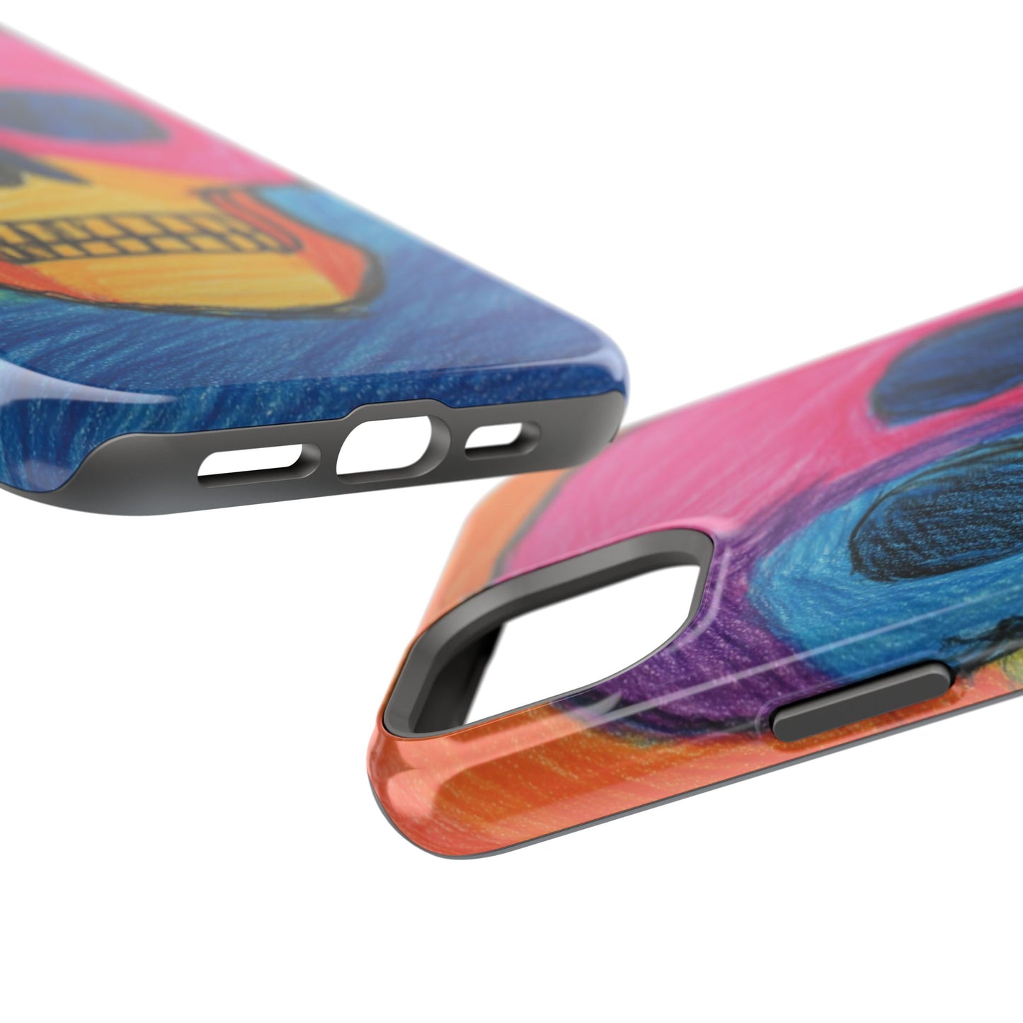Colorful Skull Phone Case, Unique Art Case, Halloween Gift, Cute Skull Design, Impact-Resistant Cover