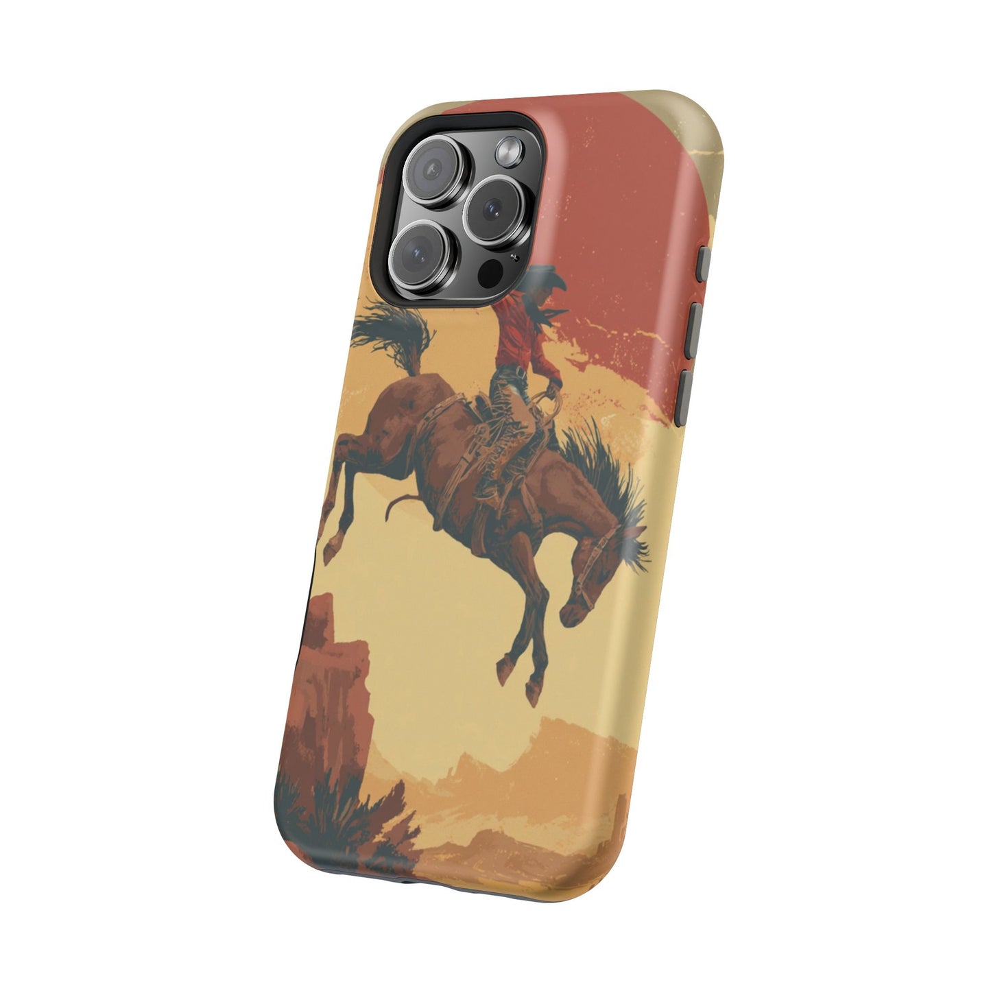 Magnetic Phone Case - Vintage Cowboy Design, Durable Cell Phone Cover, Western Style Accessory, Unique Gift for Rodeo Fans, Protective Case