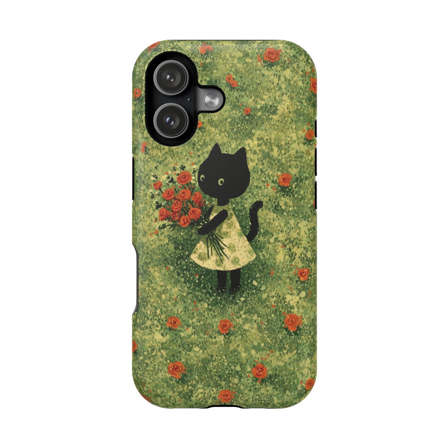 Cute Cat Floral Phone Case, Impact-Resistant Cases, Stylish Protection, Gift for Cat Lovers, Birthday Presents, Unique Accessories