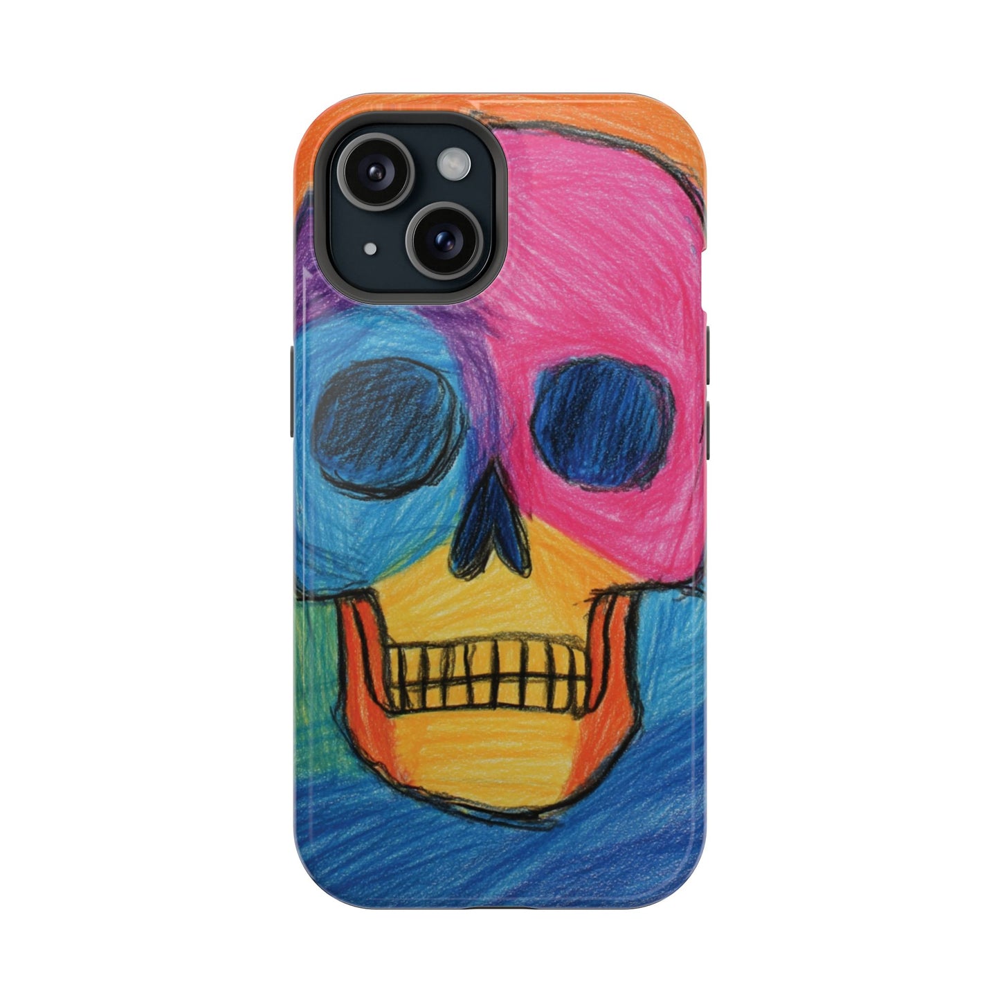 Colorful Skull Phone Case, Unique Art Case, Halloween Gift, Cute Skull Design, Impact-Resistant Cover